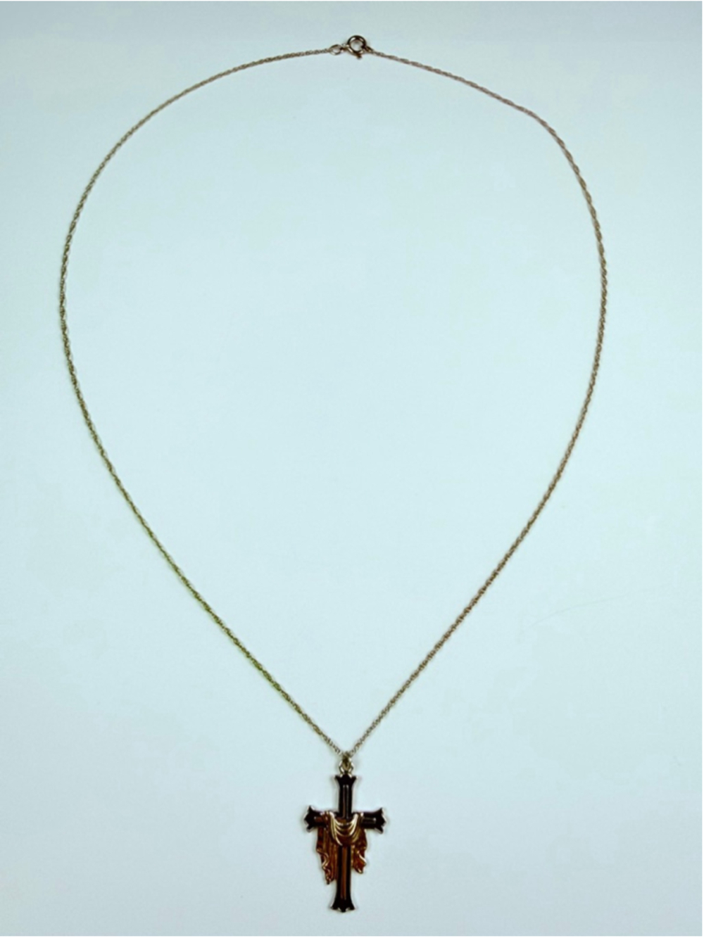14K Gold Filled Princess Pride Creations Cross Crucifix Enamel Sterling Necklace - Picture 3 of 8